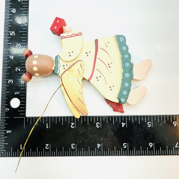 Vintage Whimsical Wooden Angel Gold Wings Handmade Christmas Old Charm Ornament - Picture 9 of 13